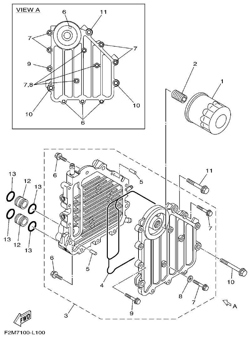 Yamaha F2ML OIL COOLER parts diagram
